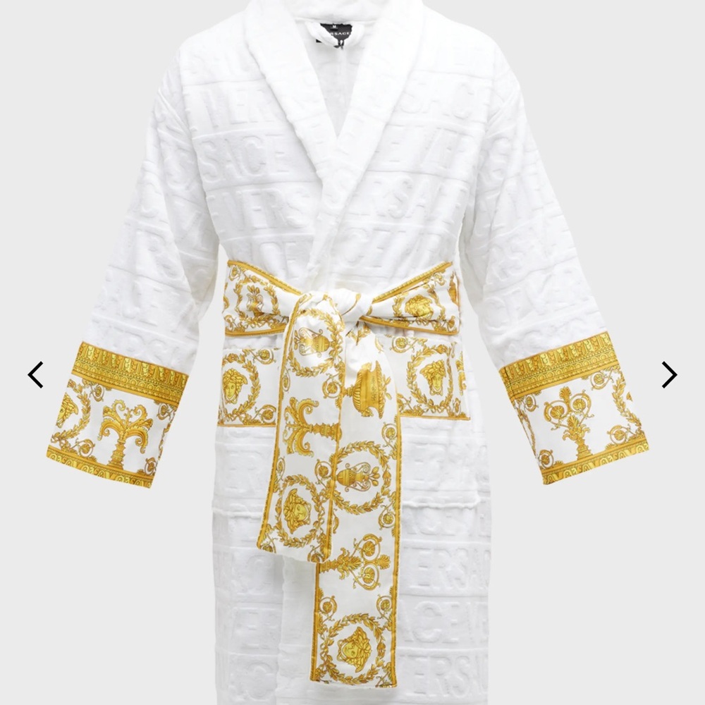 Versace White Textured Robe